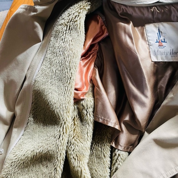 Vintage misty Harbor Tan Trench Coat w/ removable Sherpa Lining - Picture 10 of 13